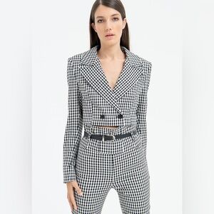 Fracomina Blazer Jacket with Square Pattern, XL